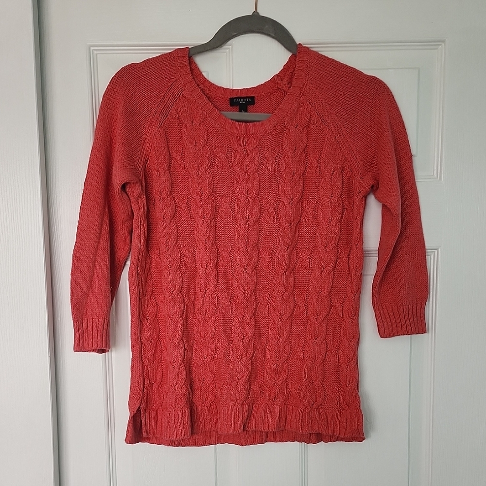 Talbots Coral Cable Knit Sweater